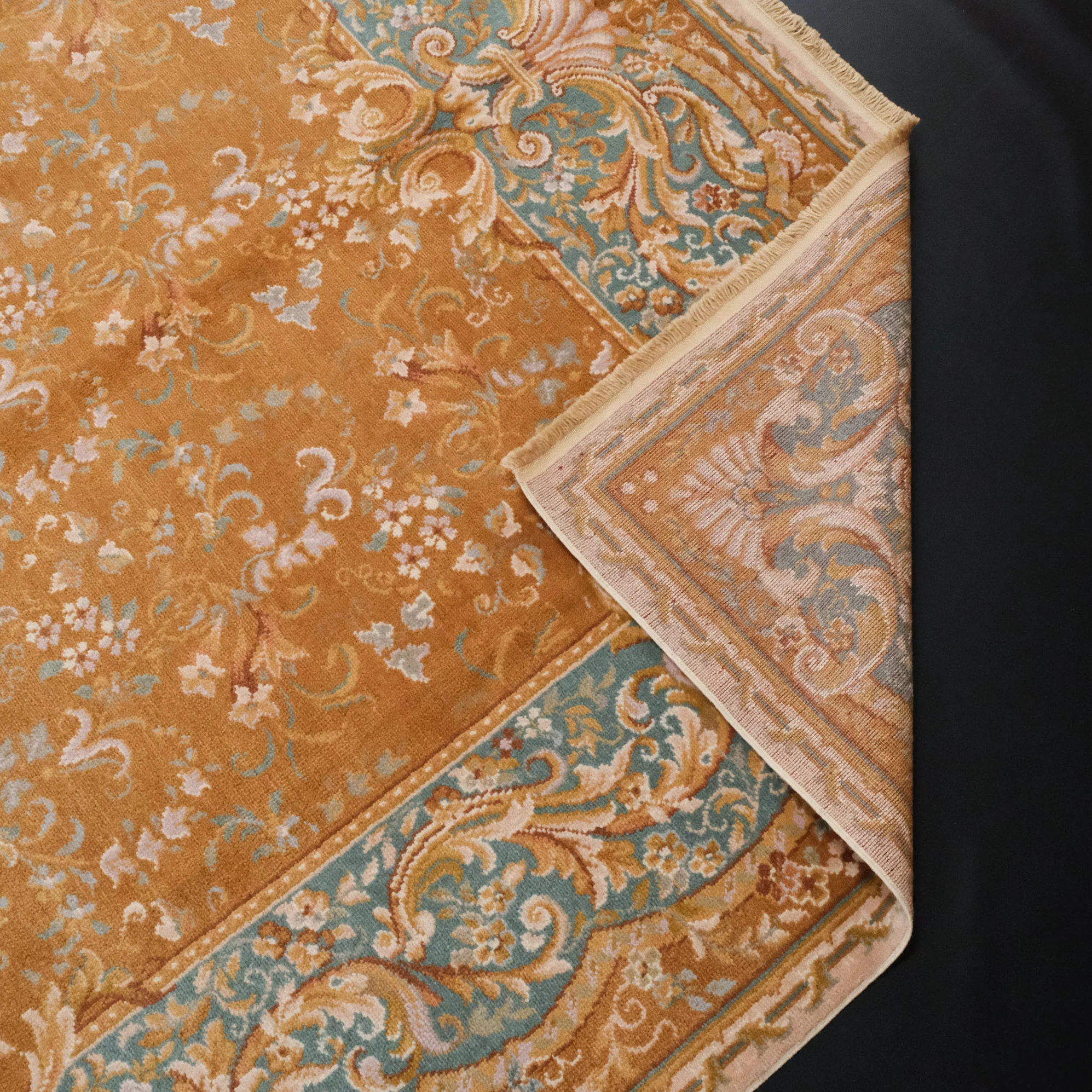 Hand Woven Brown Wool Carpet with Uşak Pattern