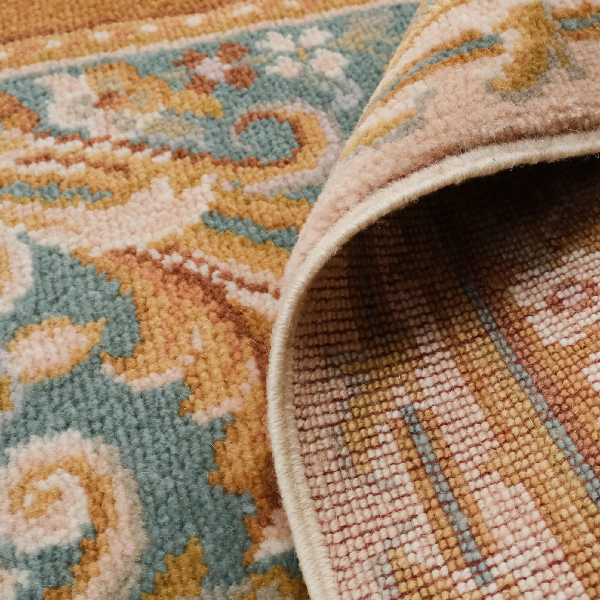 Hand Woven Brown Wool Carpet with Uşak Pattern