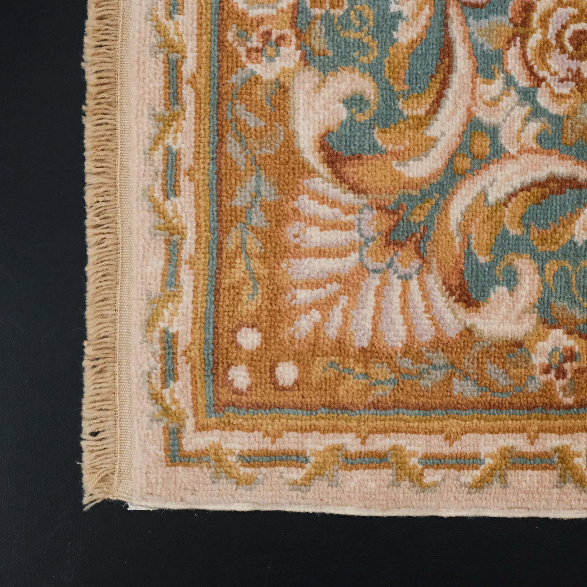 Hand Woven Brown Wool Carpet with Uşak Pattern