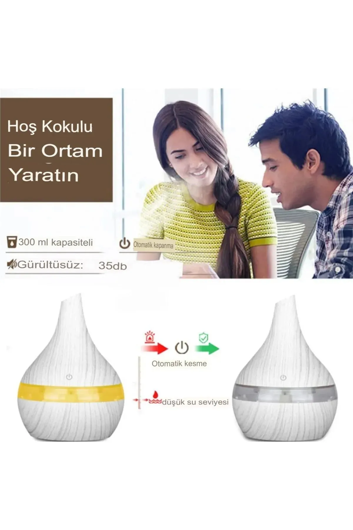 Japanese Brown Model Air Humidifier 300ml 7 Color Light Mini Ambient Room Air Humidifier