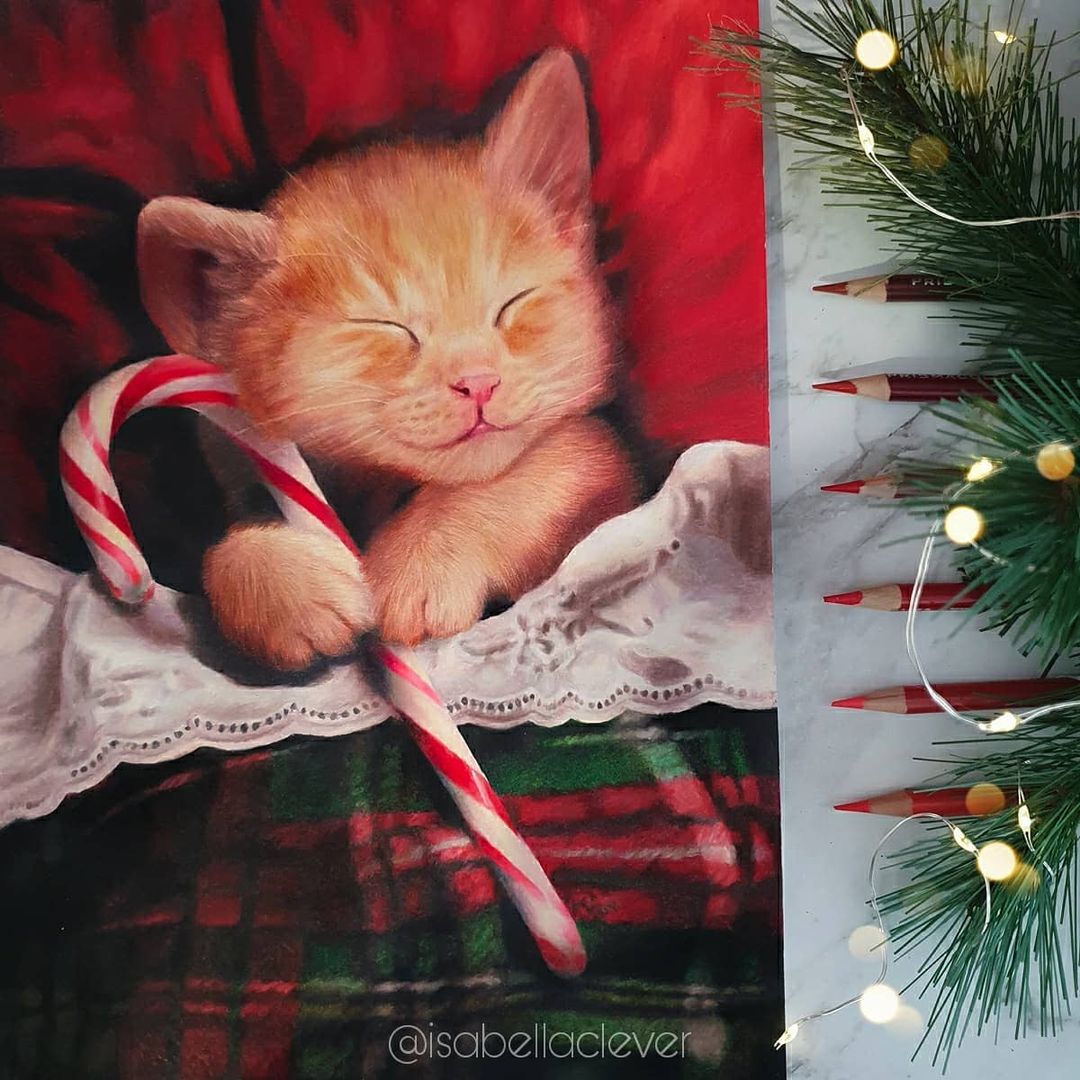 Kitten with a Candy Cane
