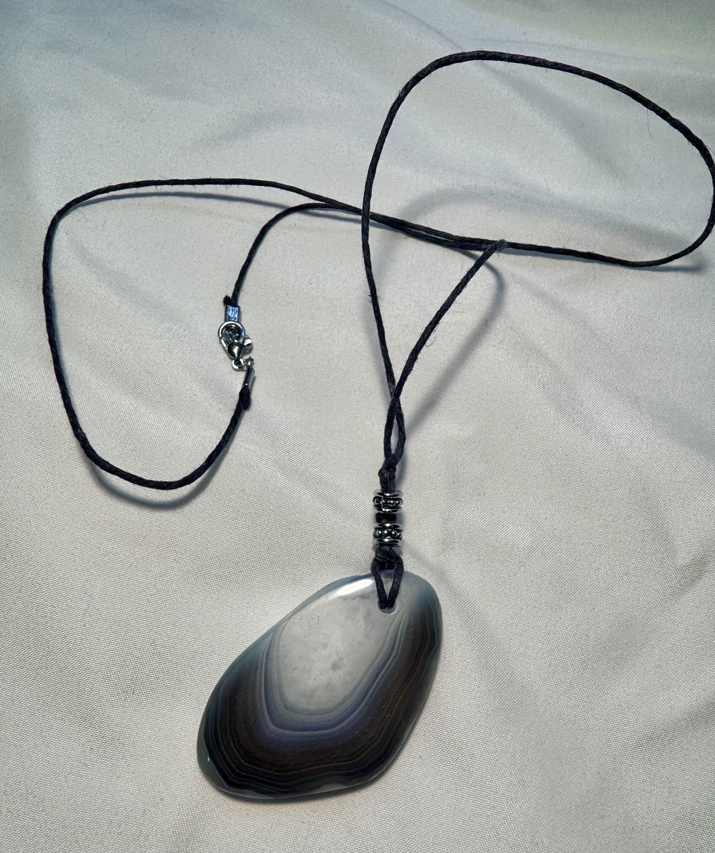 Botswana Agate Pendant with Hemp Necklace