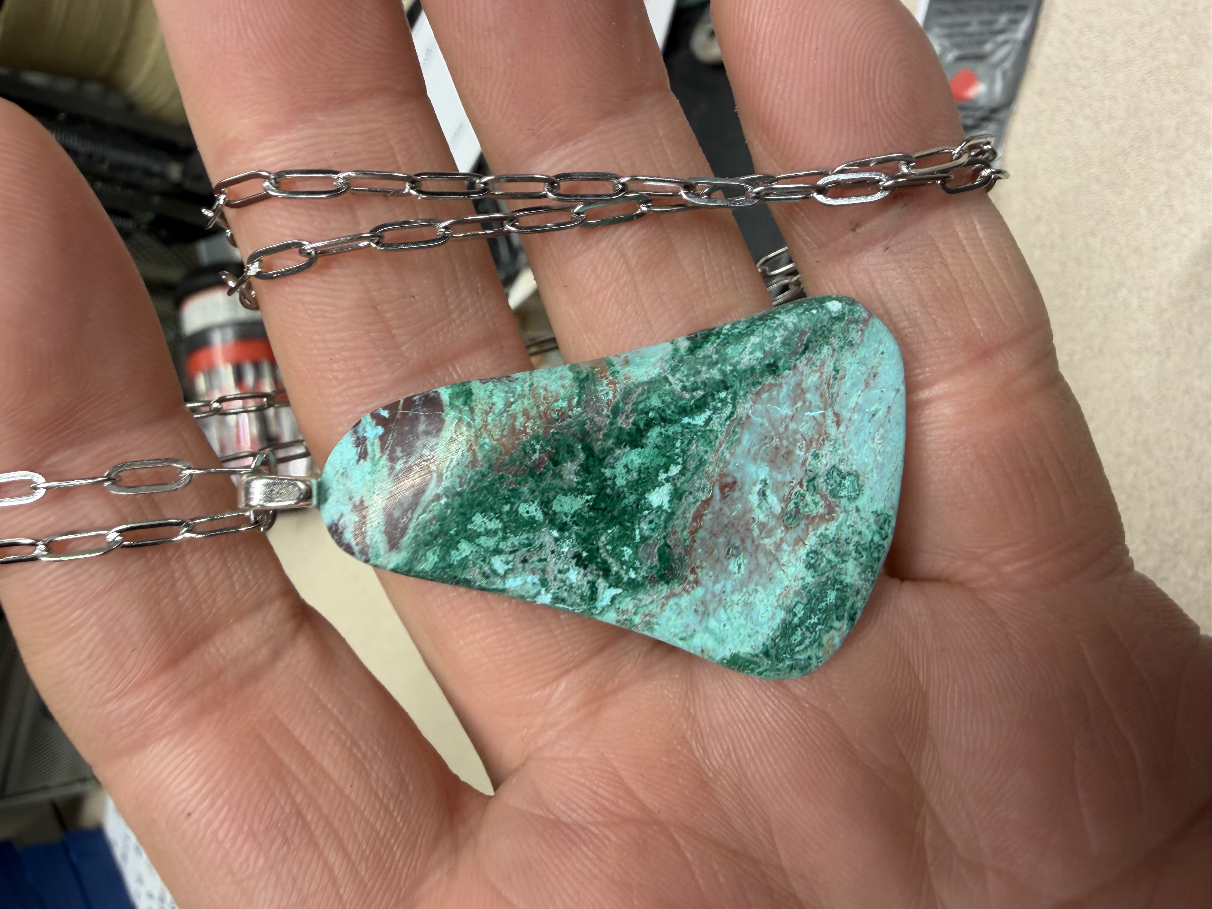 Chrysocolla Malachite Pendant Necklace