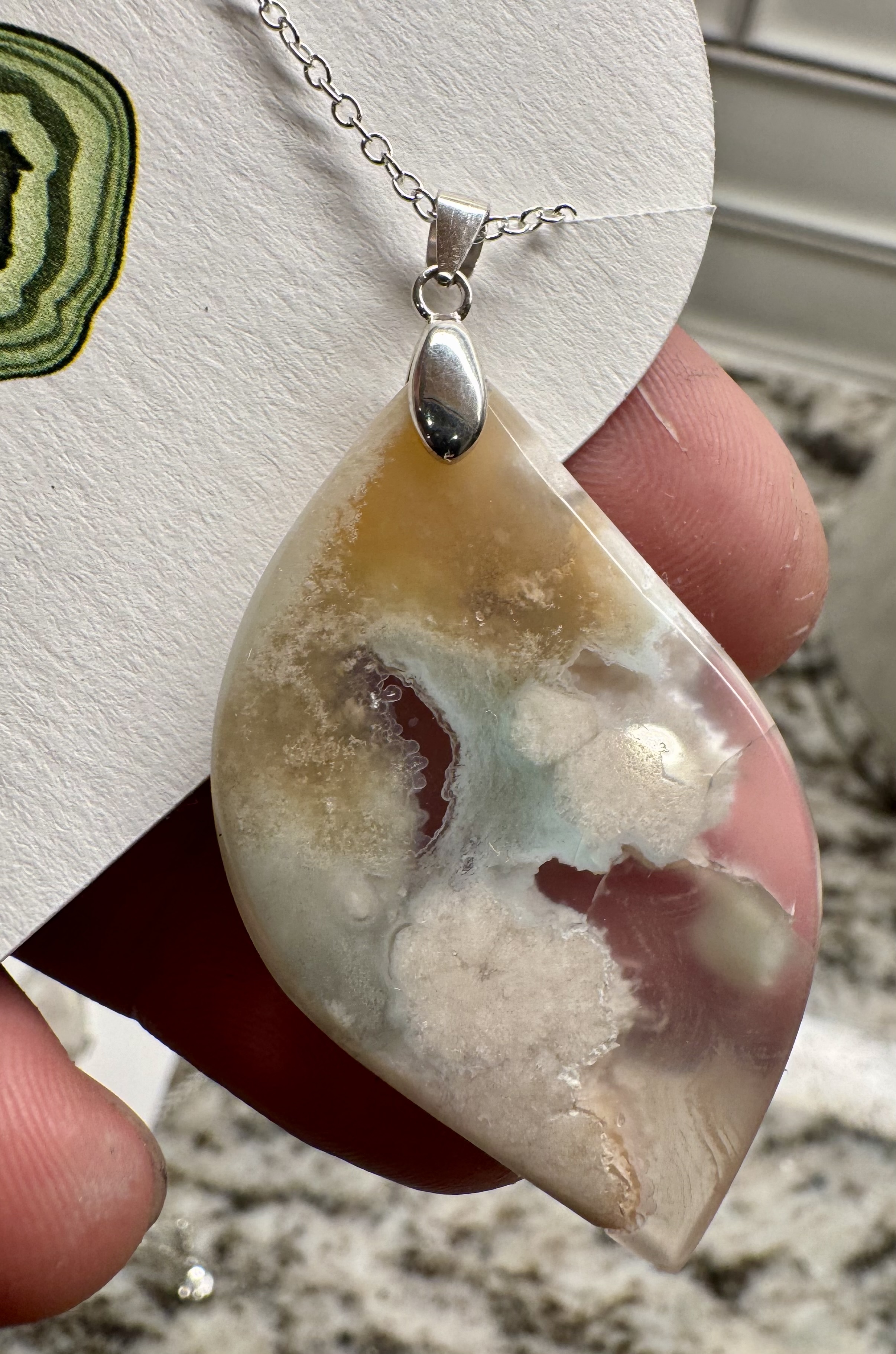 Flower Agate 1.25”x1.75”  pendant