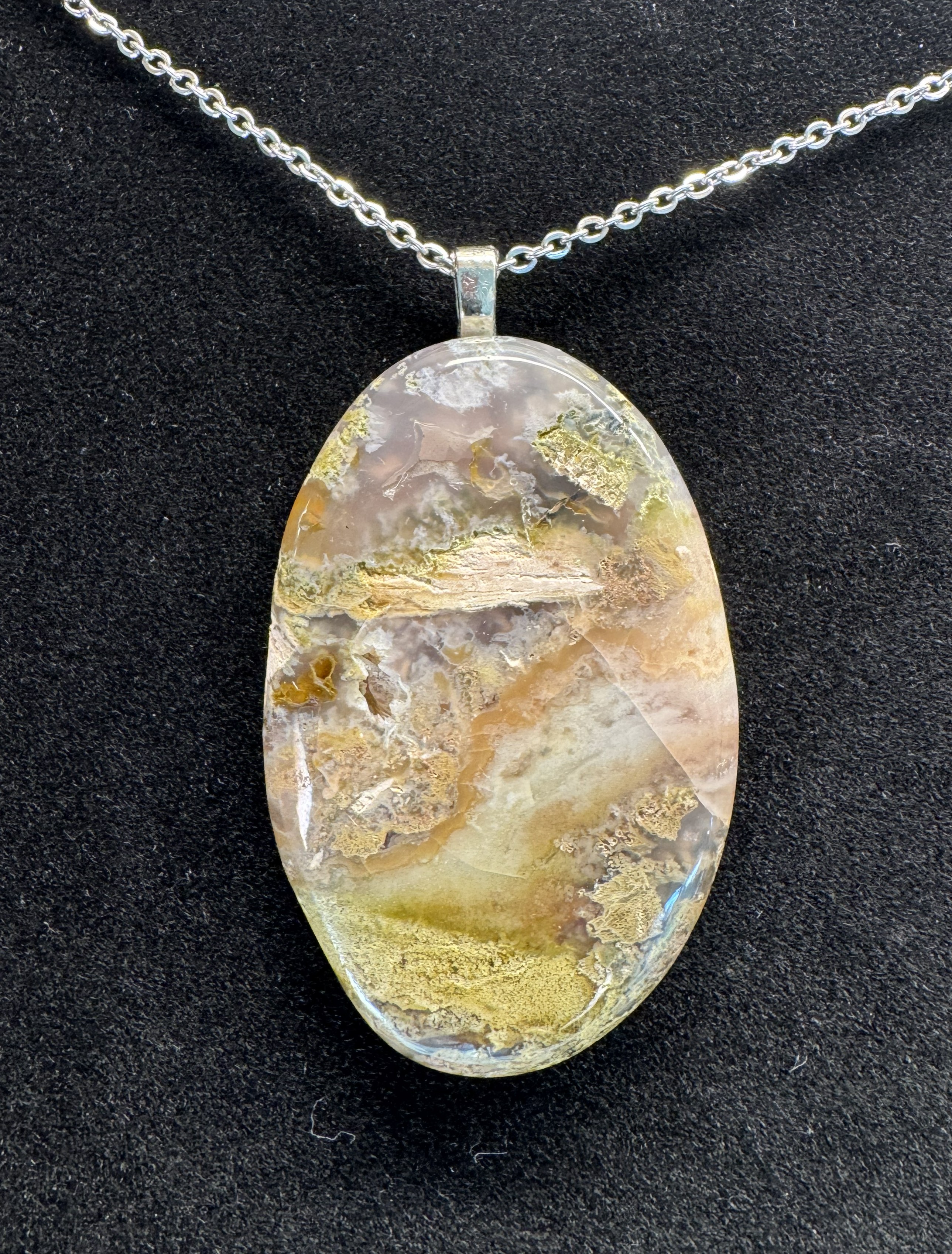 Indonesian Moss Agate Pendant ~2.25" x 1.5"