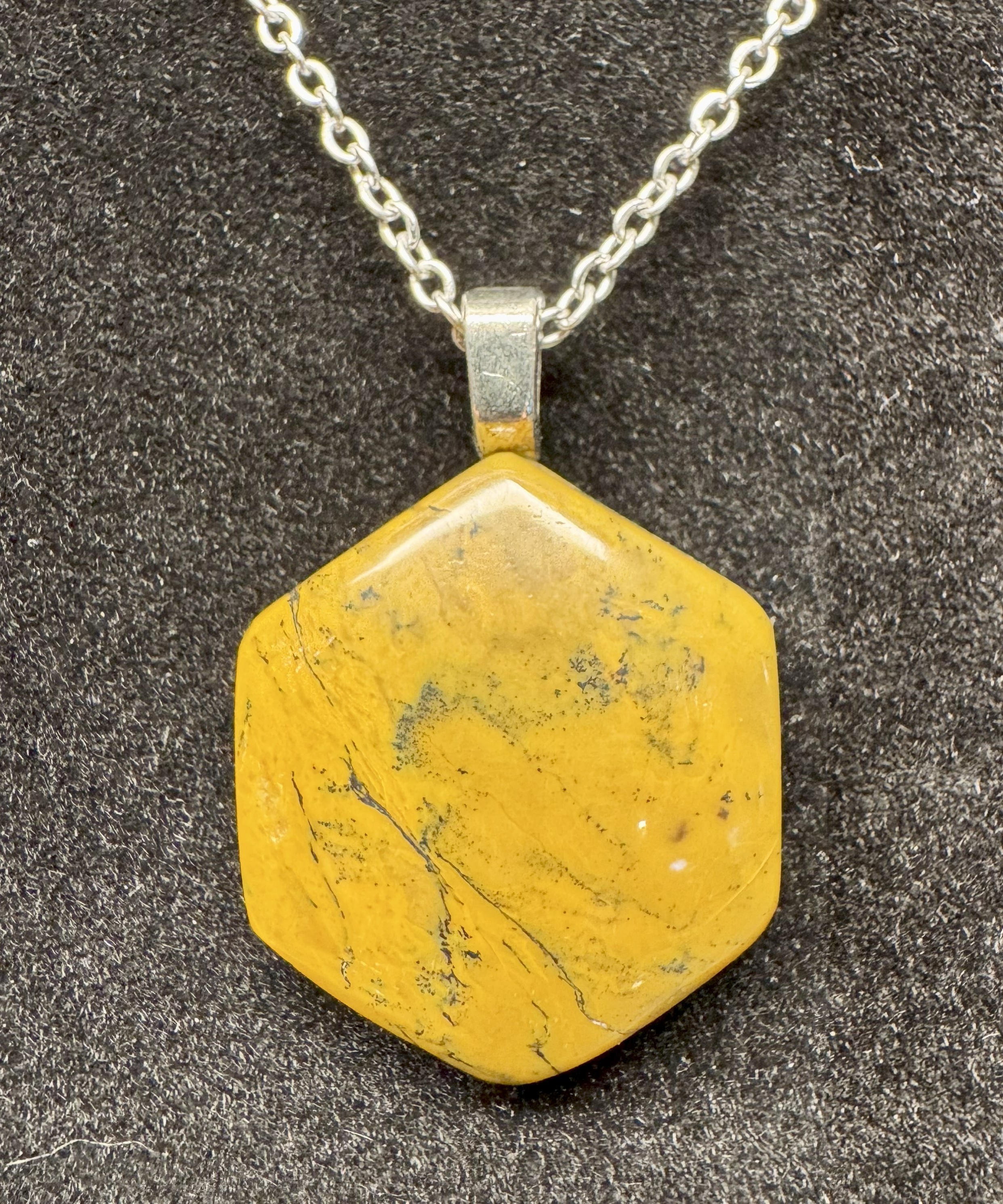 Yellow Jasper Pendant with Stainless Steel Chain