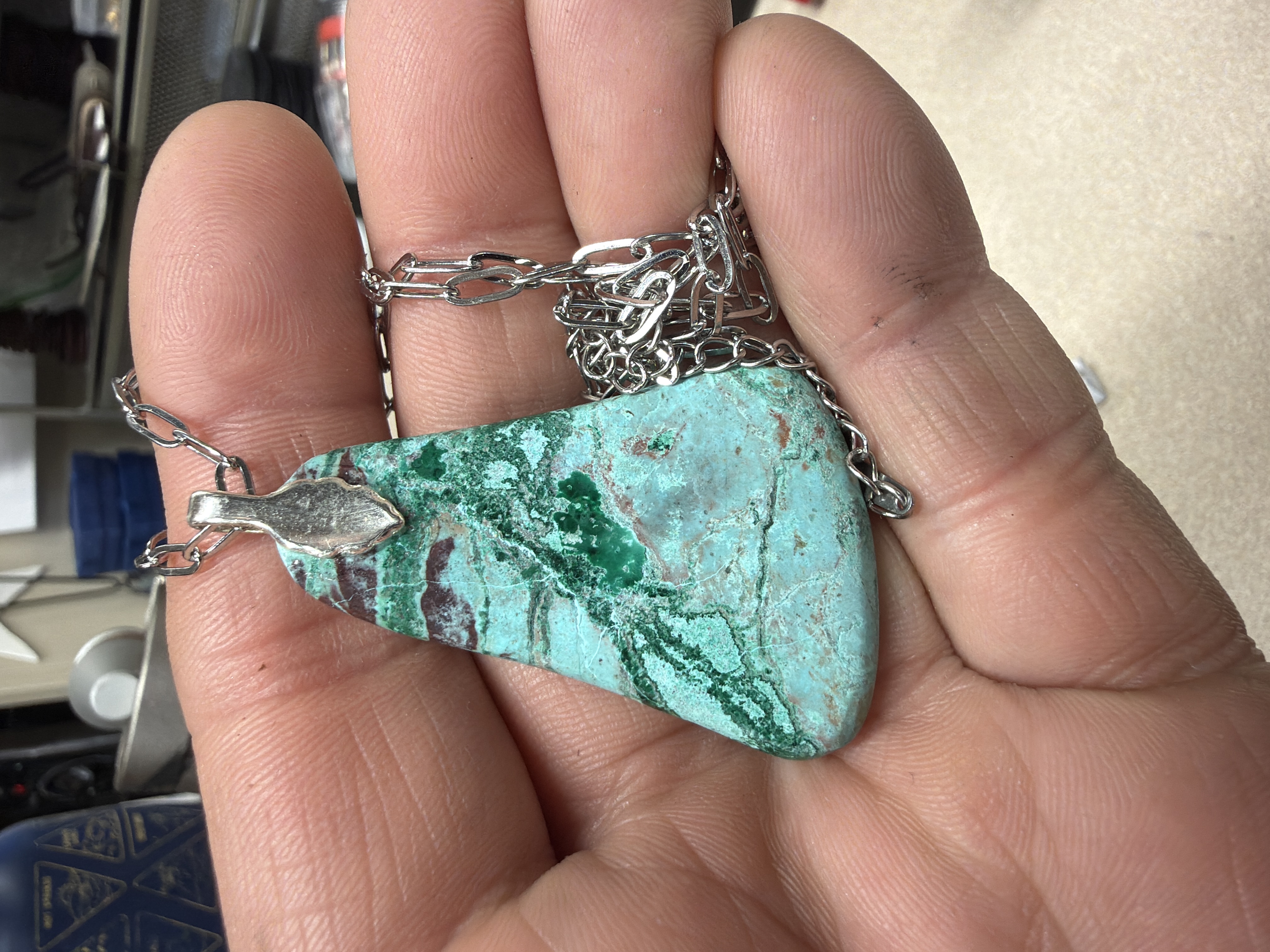 Chrysocolla Malachite Pendant Necklace