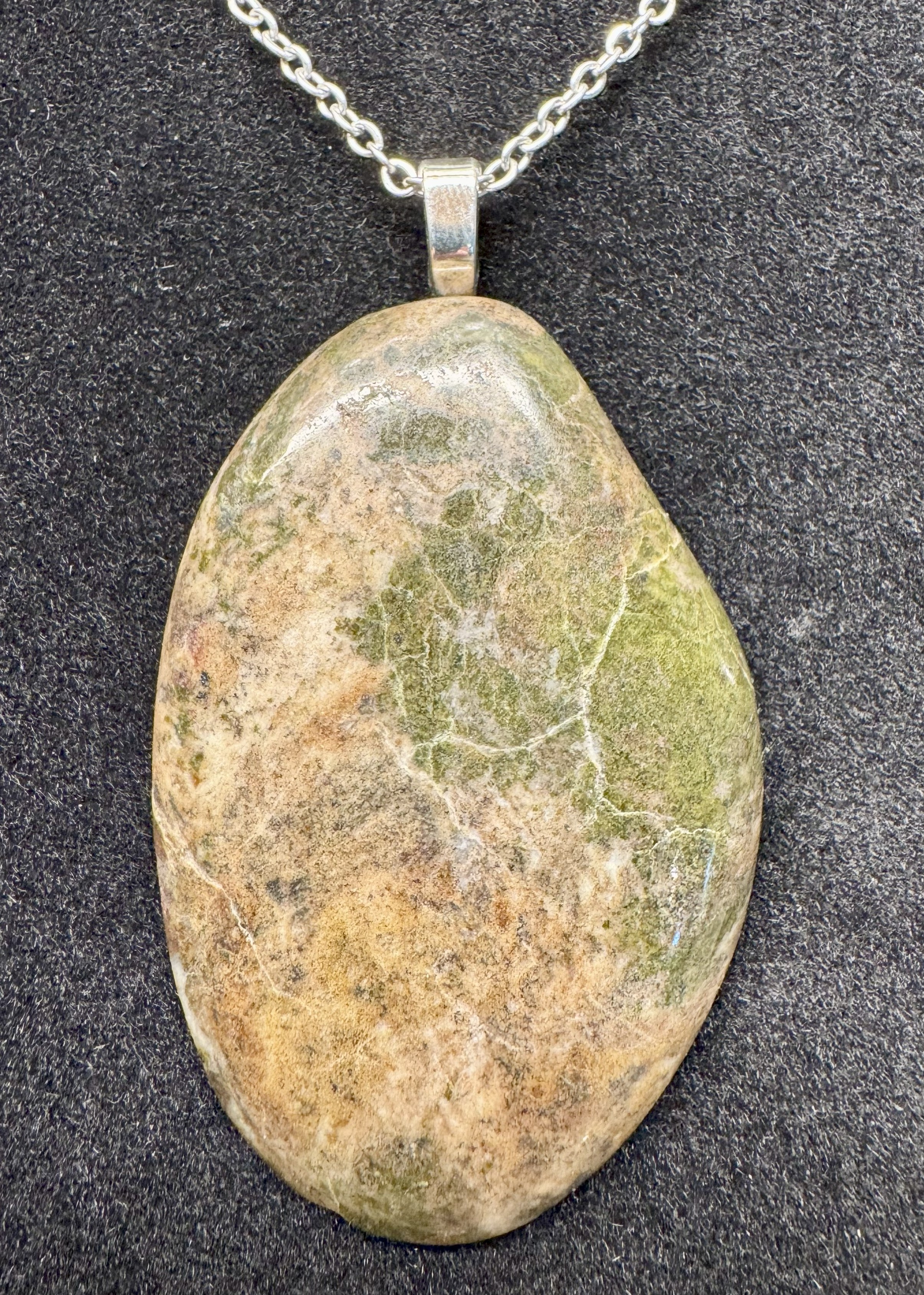 Free Form Green Jasper Pendant ~2.25"x1.5"