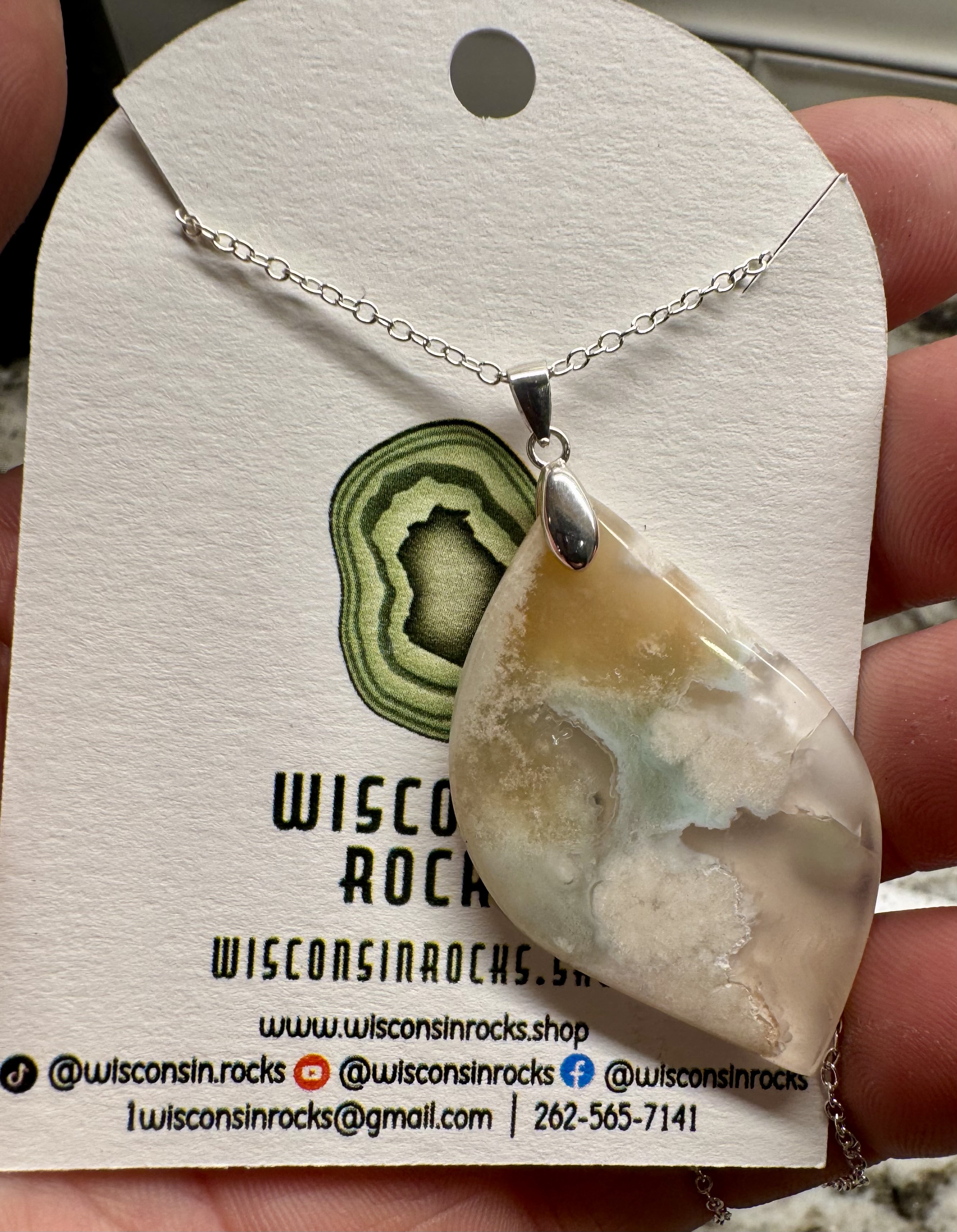 Flower Agate 1.25”x1.75”  pendant