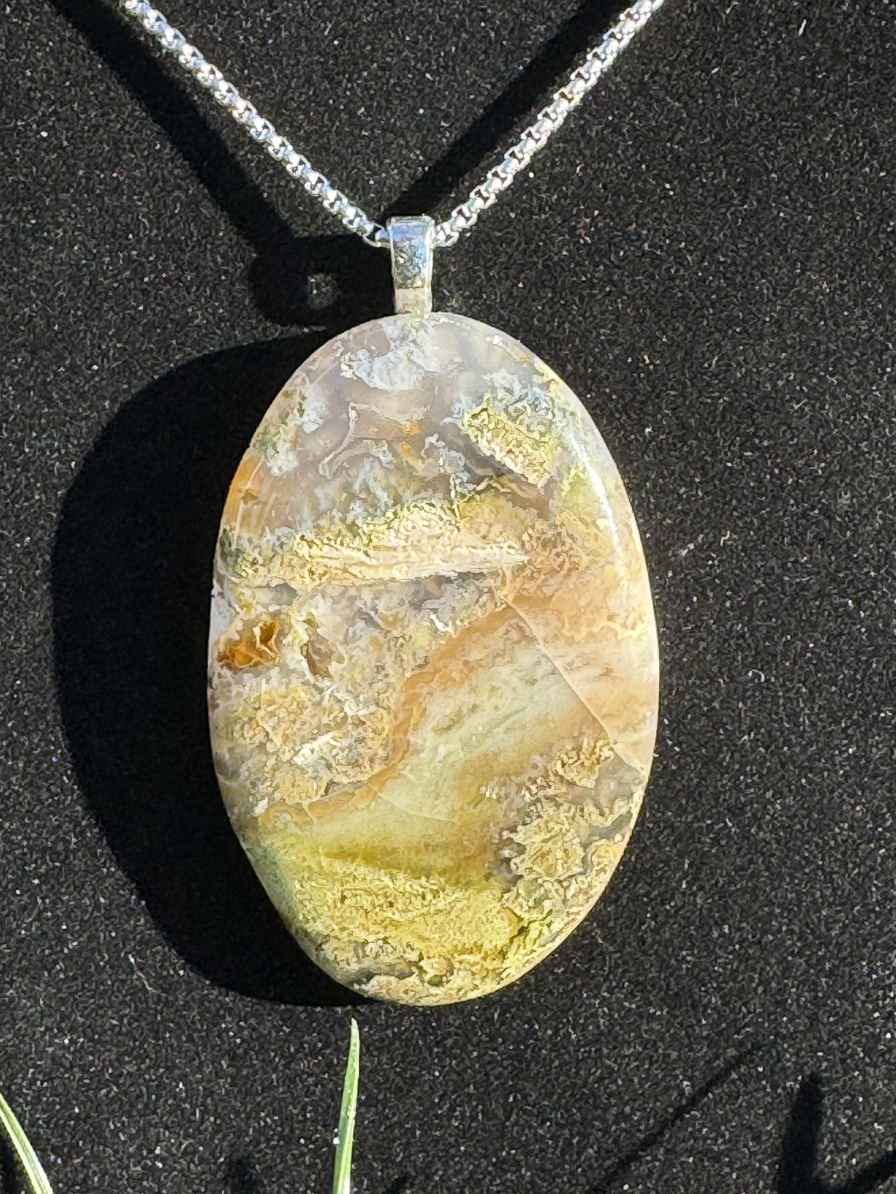 Indonesian Moss Agate Pendant ~2.25" x 1.5"