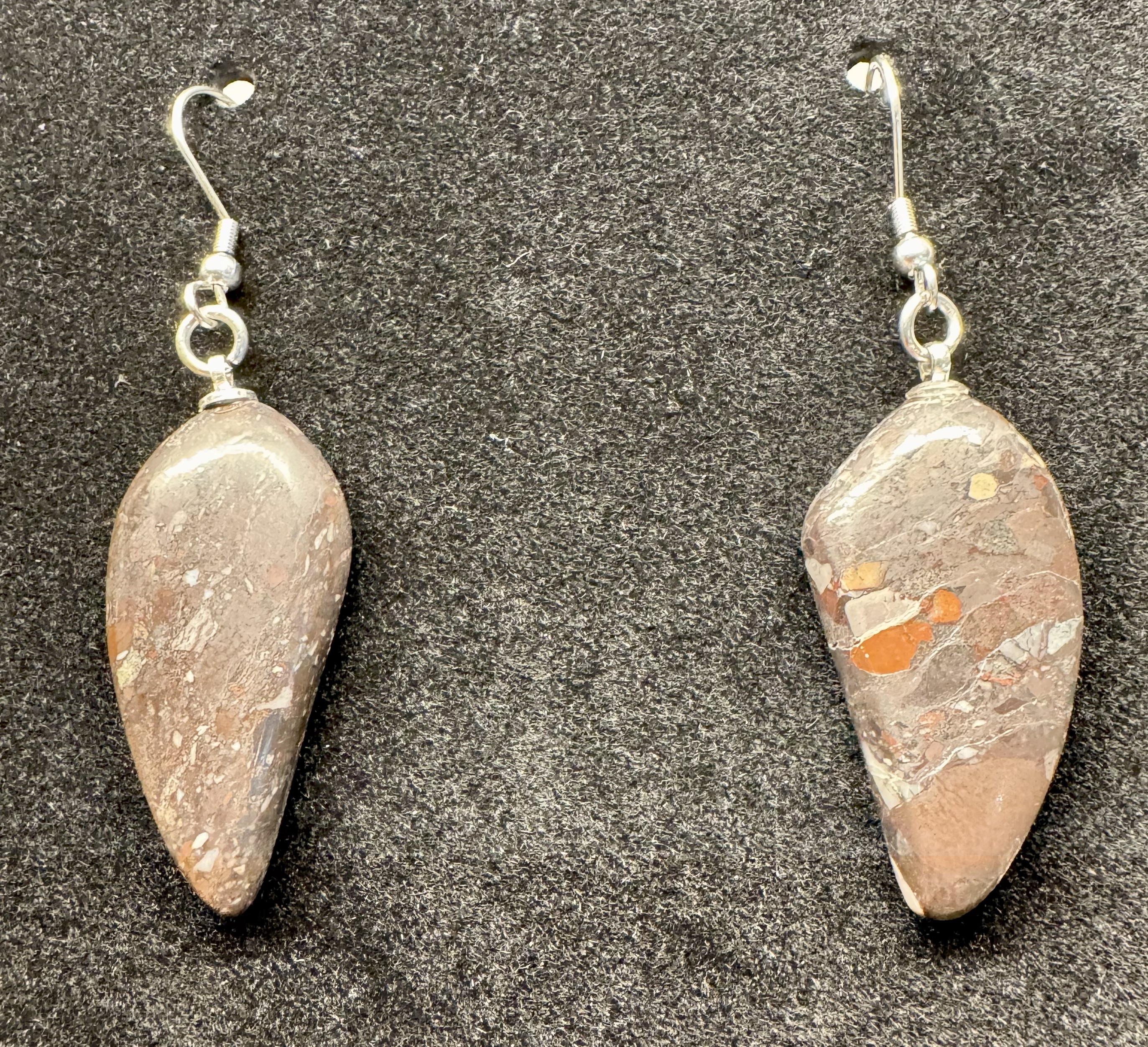 Brecciated Jasper Earrings and Stainless Steel Chain