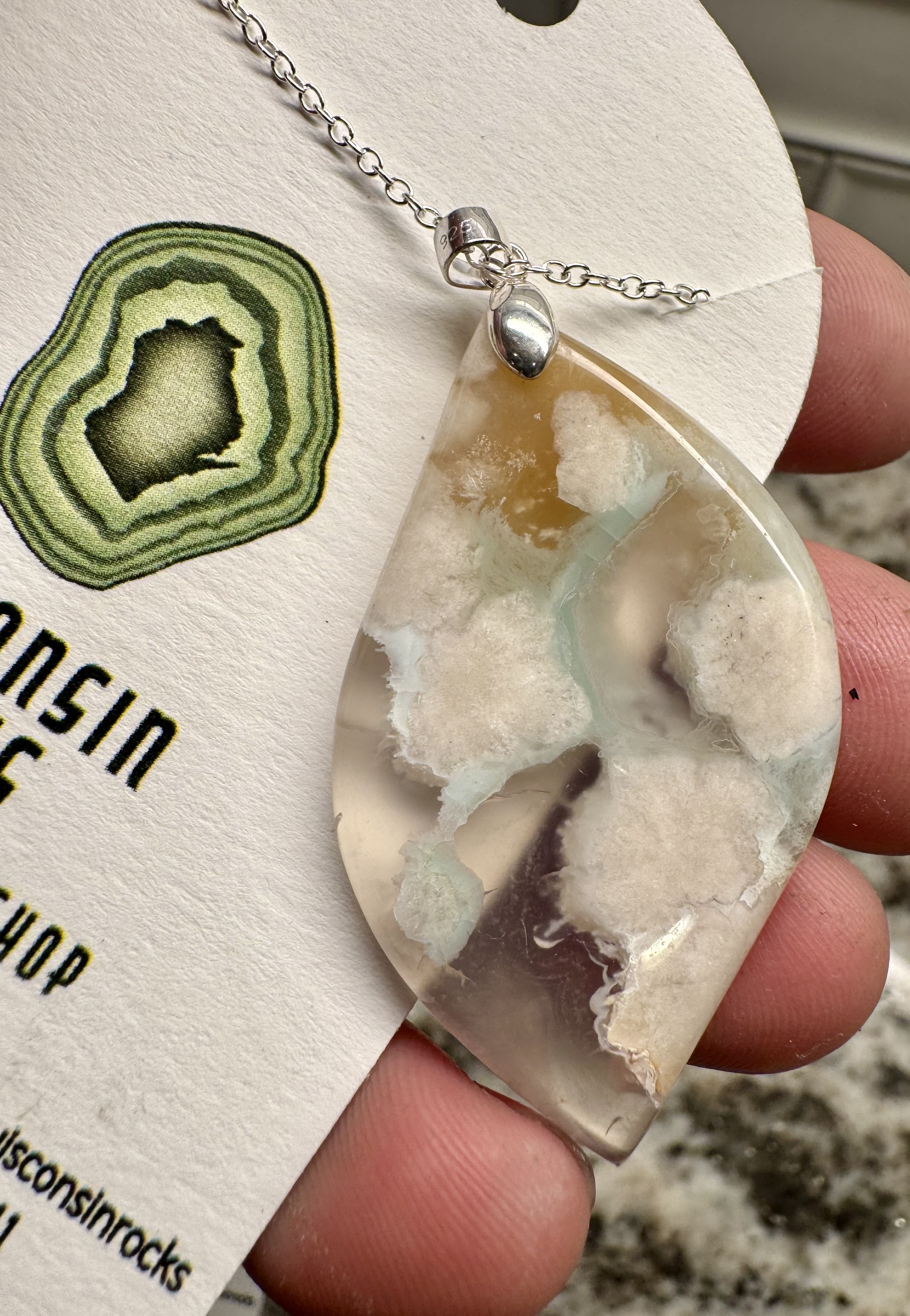 Flower Agate 1.25”x1.75”  pendant