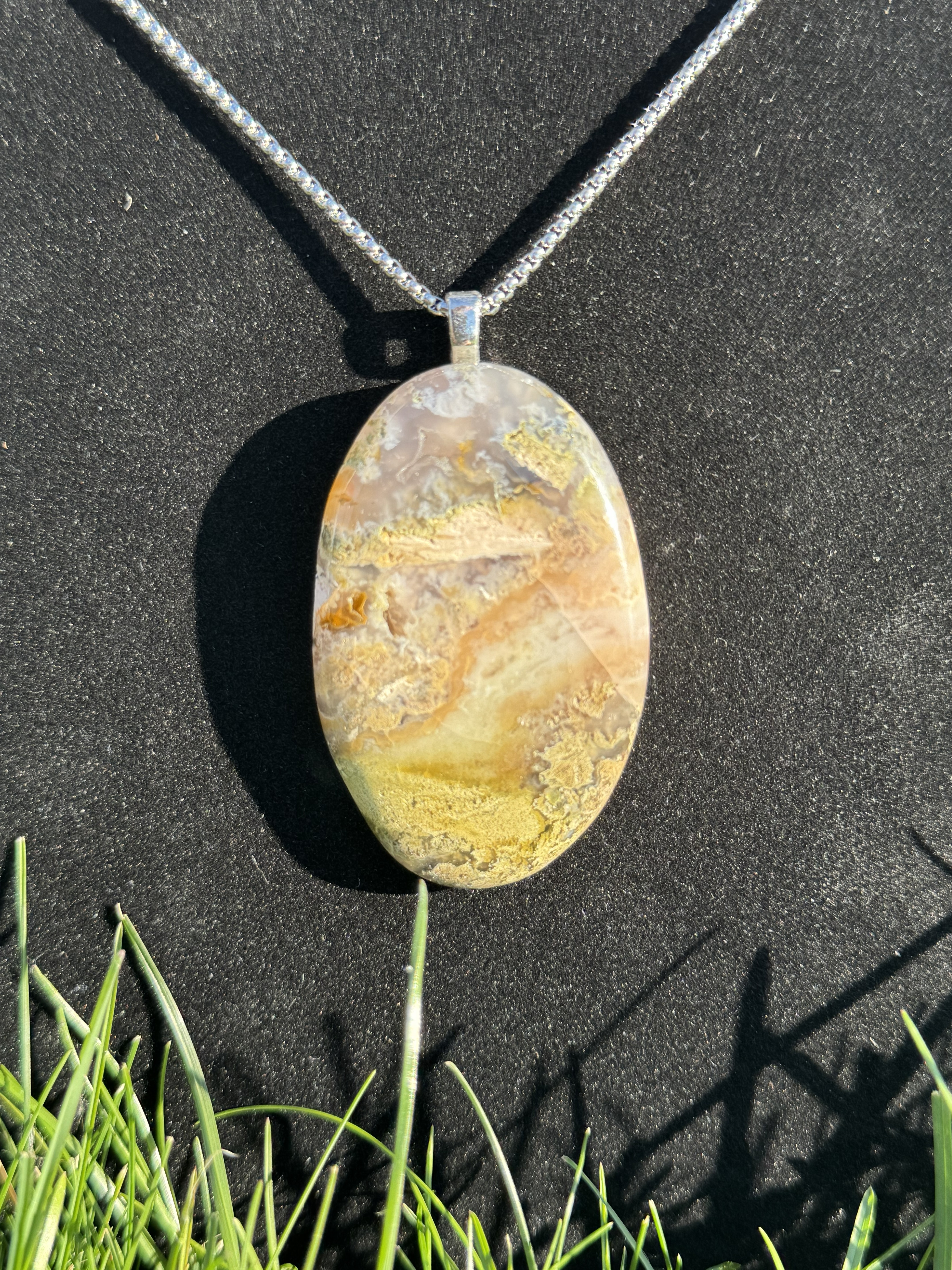 Indonesian Moss Agate Pendant ~2.25" x 1.5"