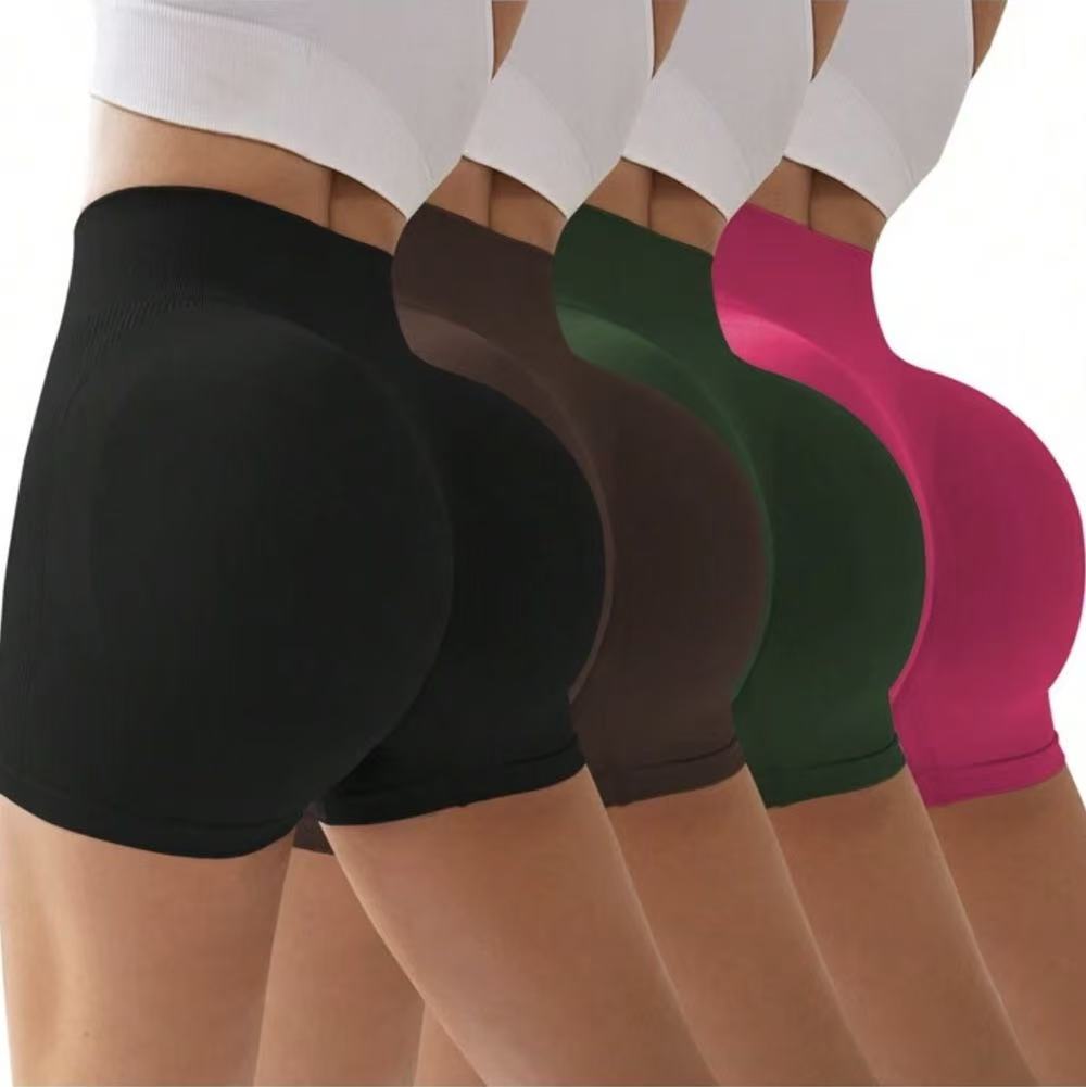Seamless knit yoga shorts three-quarter women