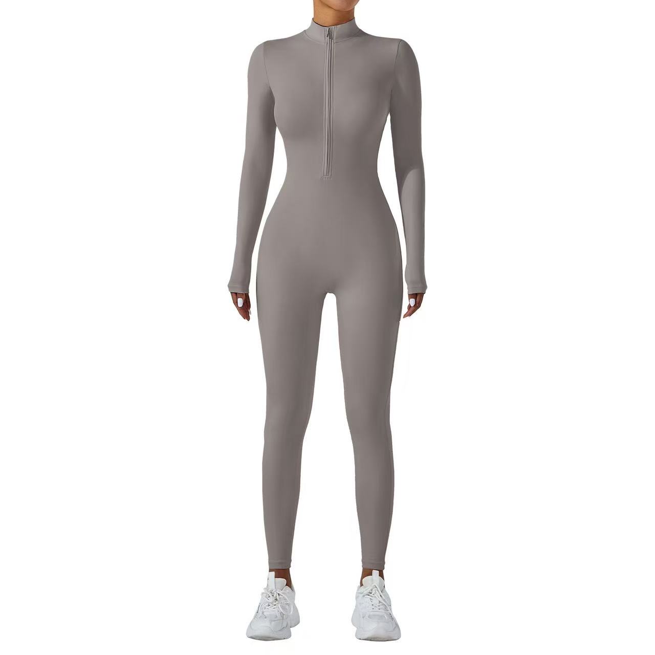 Nude Long Sleeve Yoga Bodysuit Women