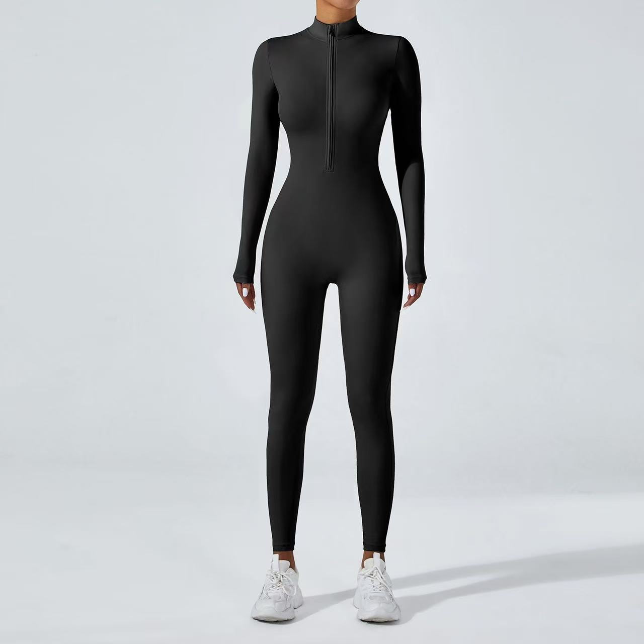 Nude Long Sleeve Yoga Bodysuit Women