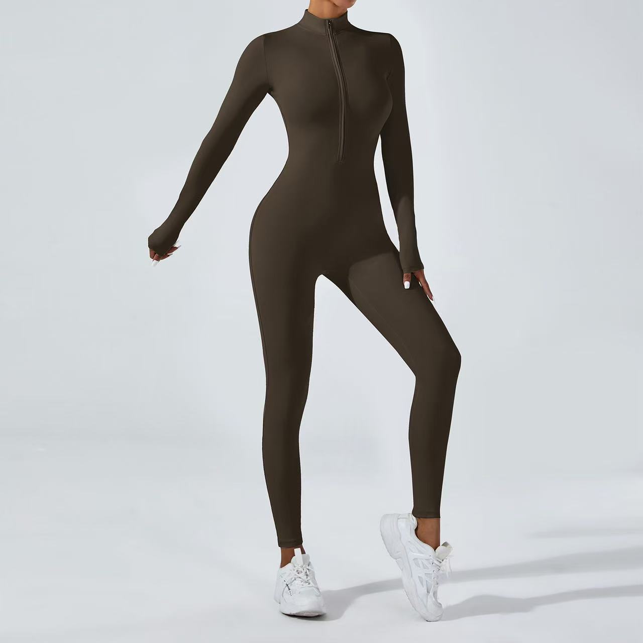 Nude Long Sleeve Yoga Bodysuit Women