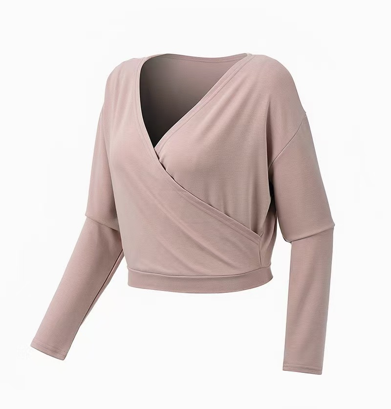Cross Loose Drop Shoulder Yoga Long Sleeve Shirt Loose Outwear Yoga Clothing Jacket Pure Desire Sweet Style Sports Coveralls