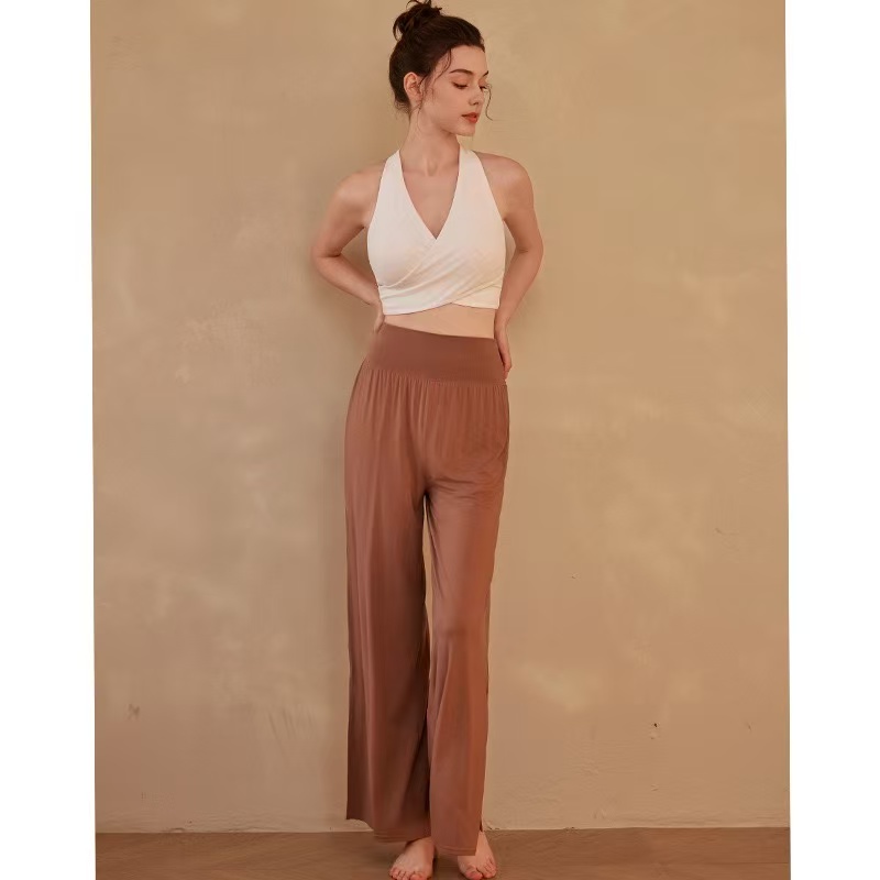 Yoga Set High Waist Casual Pants Pants Pants Wide Leg Pants Casual Draped Slim Fairy Vest Outer Top
