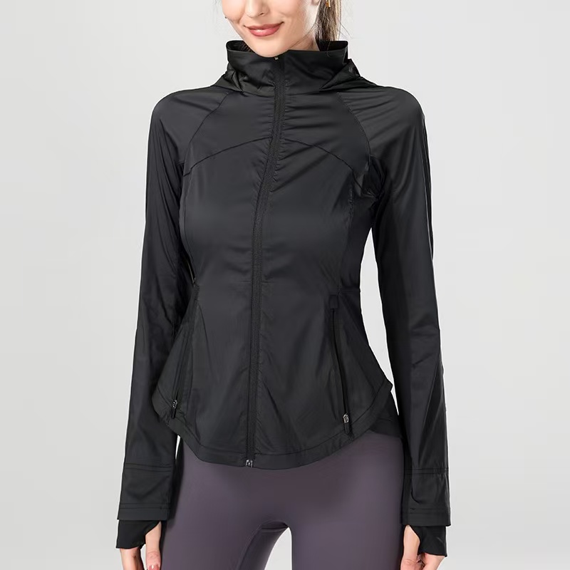 Slim sunscreen jacket yoga sports breathable skin clothing lightweight ice feeling UV protection sportswear female