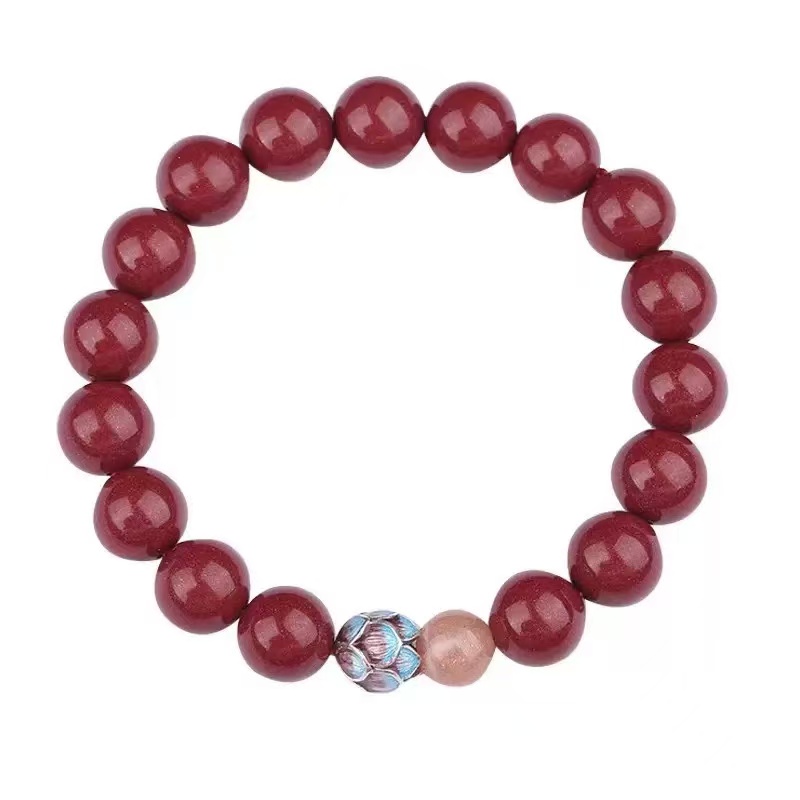 High Content Cinnabar Lotus Flower Bracelet Imperial Purple Gold Sand Lotus Picker Meditation String