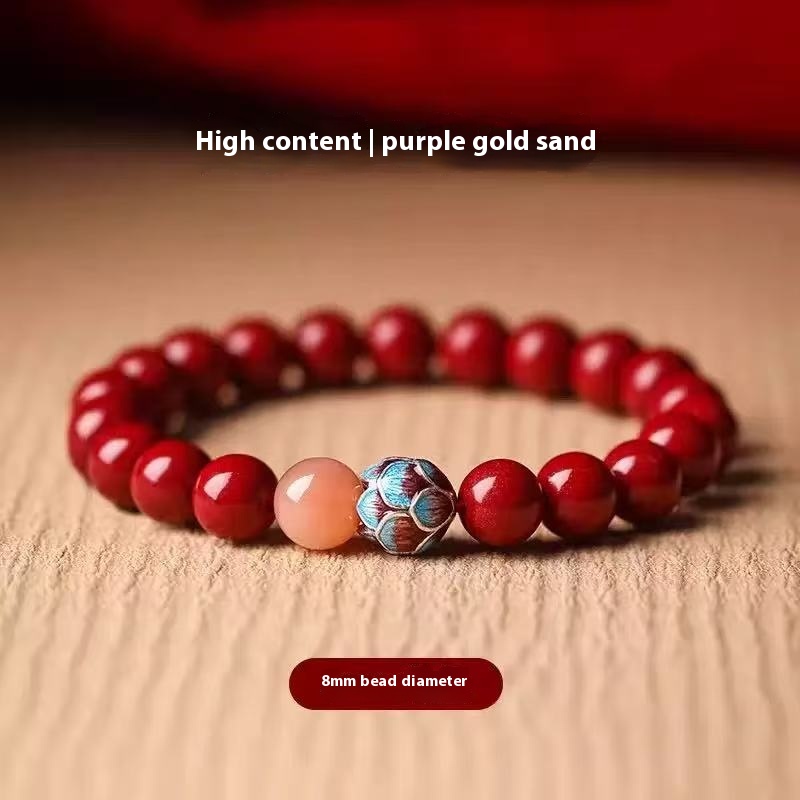 High Content Cinnabar Lotus Flower Bracelet Imperial Purple Gold Sand Lotus Picker Meditation String