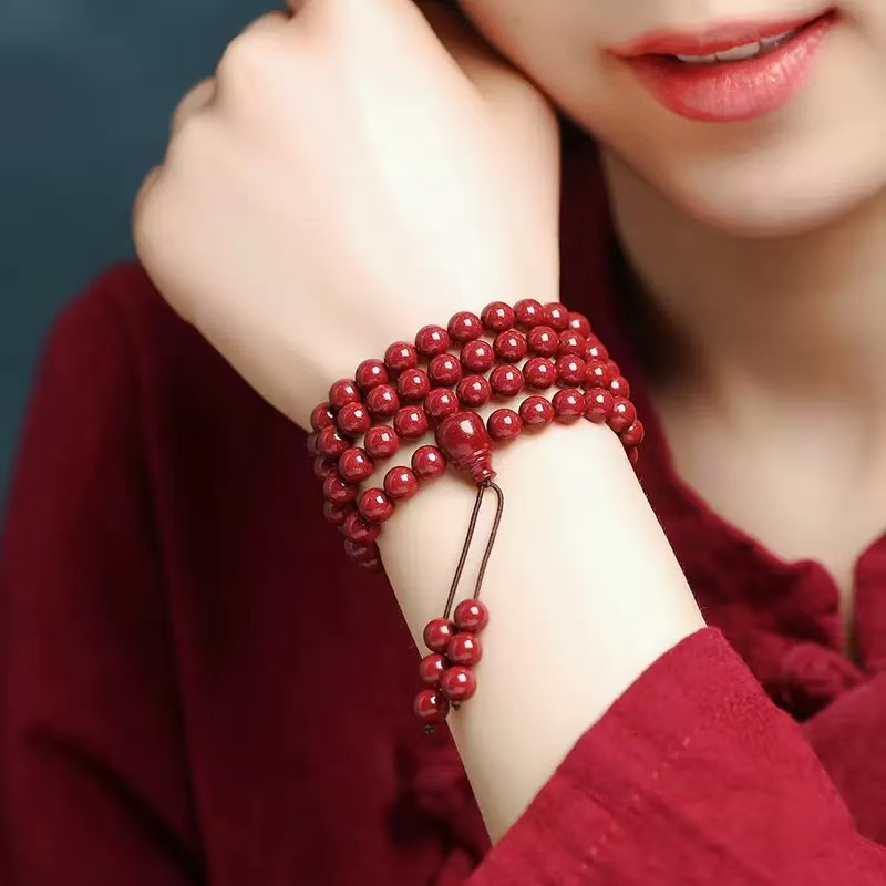 High content natural purple gold imperial crystal cinnabar string rosary for men and women