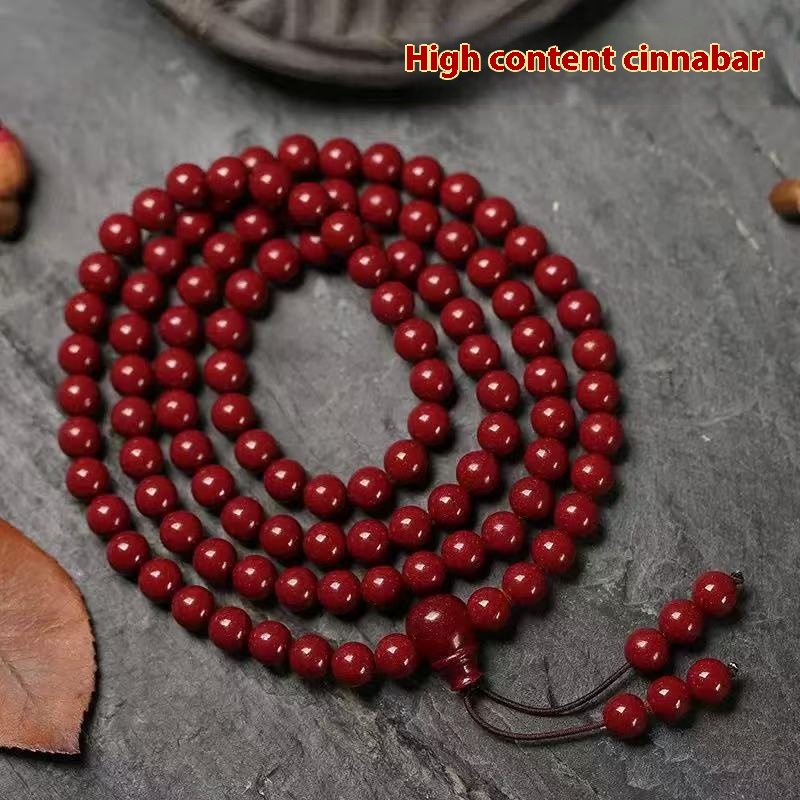 High content natural purple gold imperial crystal cinnabar string rosary for men and women
