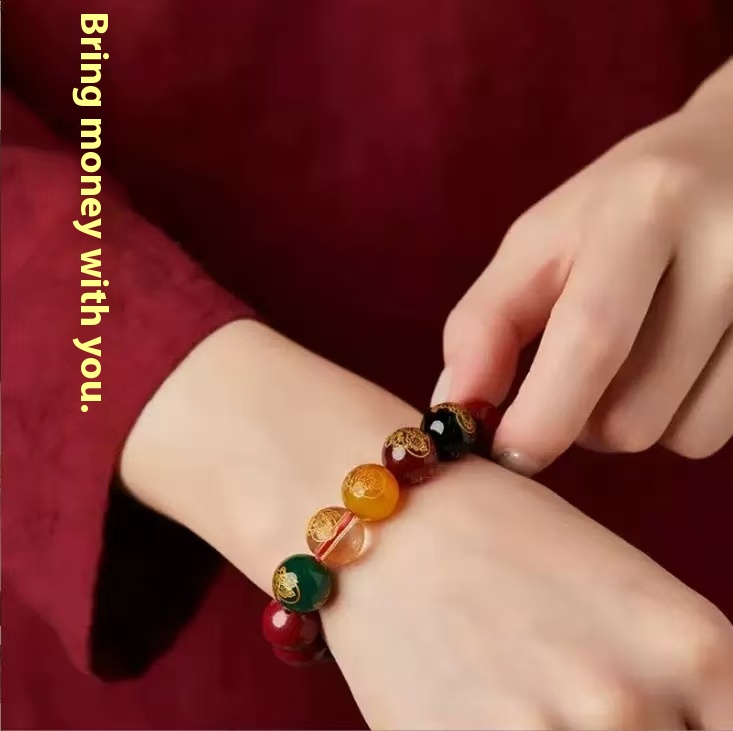 Cinnabar strings high content of purple gold sand men's five-way God of Wealth Pixi bravery