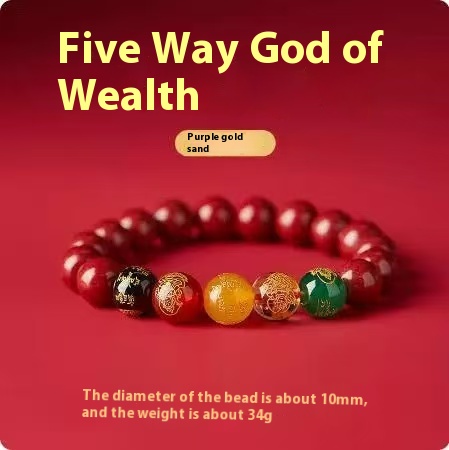 Cinnabar strings high content of purple gold sand men's five-way God of Wealth Pixi bravery