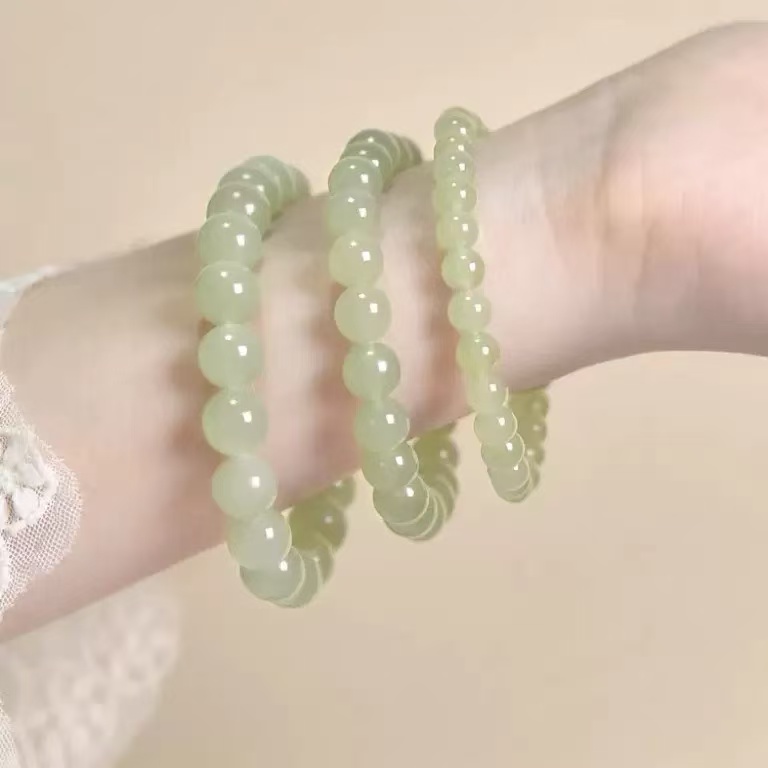 Hetian jade strings clear water loose beads bracelet crystal jade bracelet beads female models