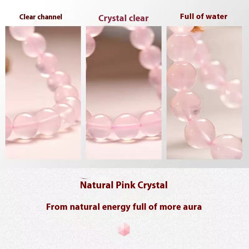Pink Crystal Bracelet Attract Peach Blossom Women's Light Luxury Vegetable Ring String