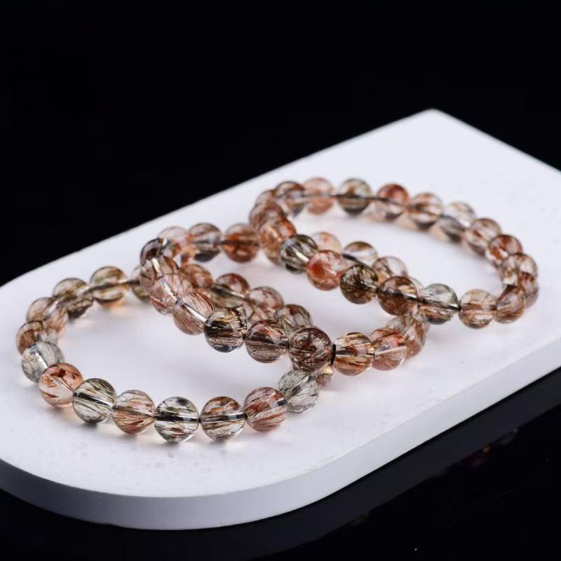 Natural Black Gold Super Bracelet Smooth Bone Dry Hair Black Super Seven Crystal Titanium Bracelet