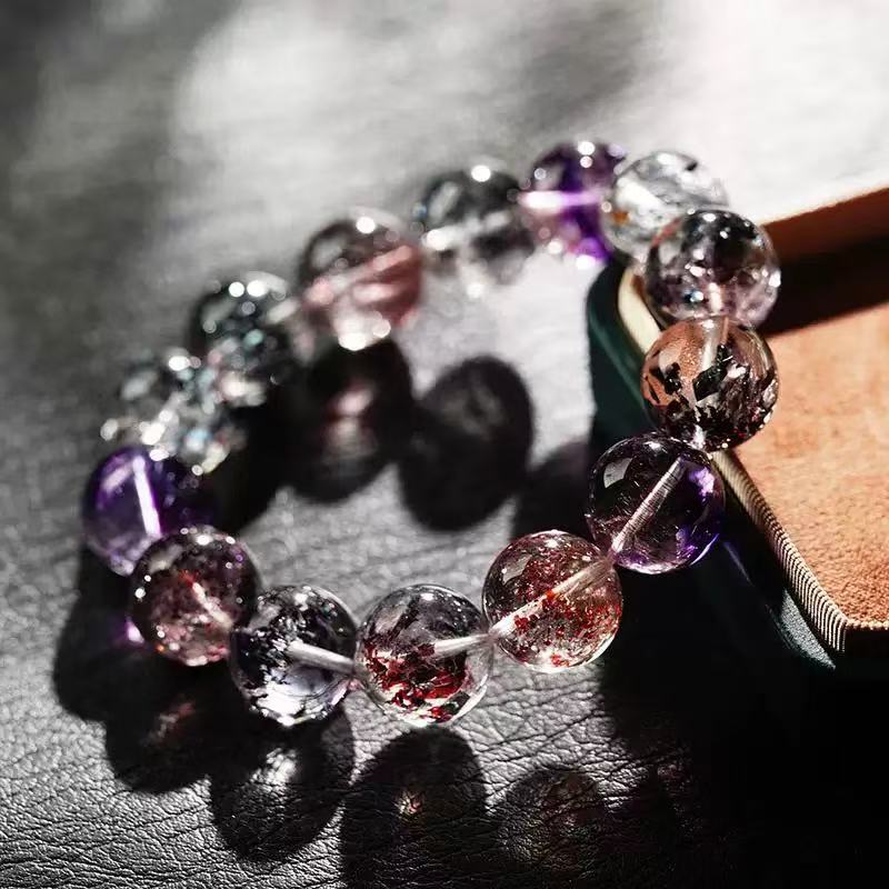Collection grade Pishion flower super seven venom crystal string bracelet bracelet red super gold strawberry women's gift nine purple away from the fire luck