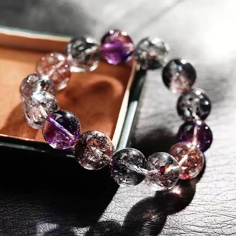 Collection grade Pishion flower super seven venom crystal string bracelet bracelet red super gold strawberry women's gift nine purple away from the fire luck