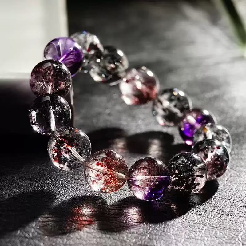 Collection grade Pishion flower super seven venom crystal string bracelet bracelet red super gold strawberry women's gift nine purple away from the fire luck