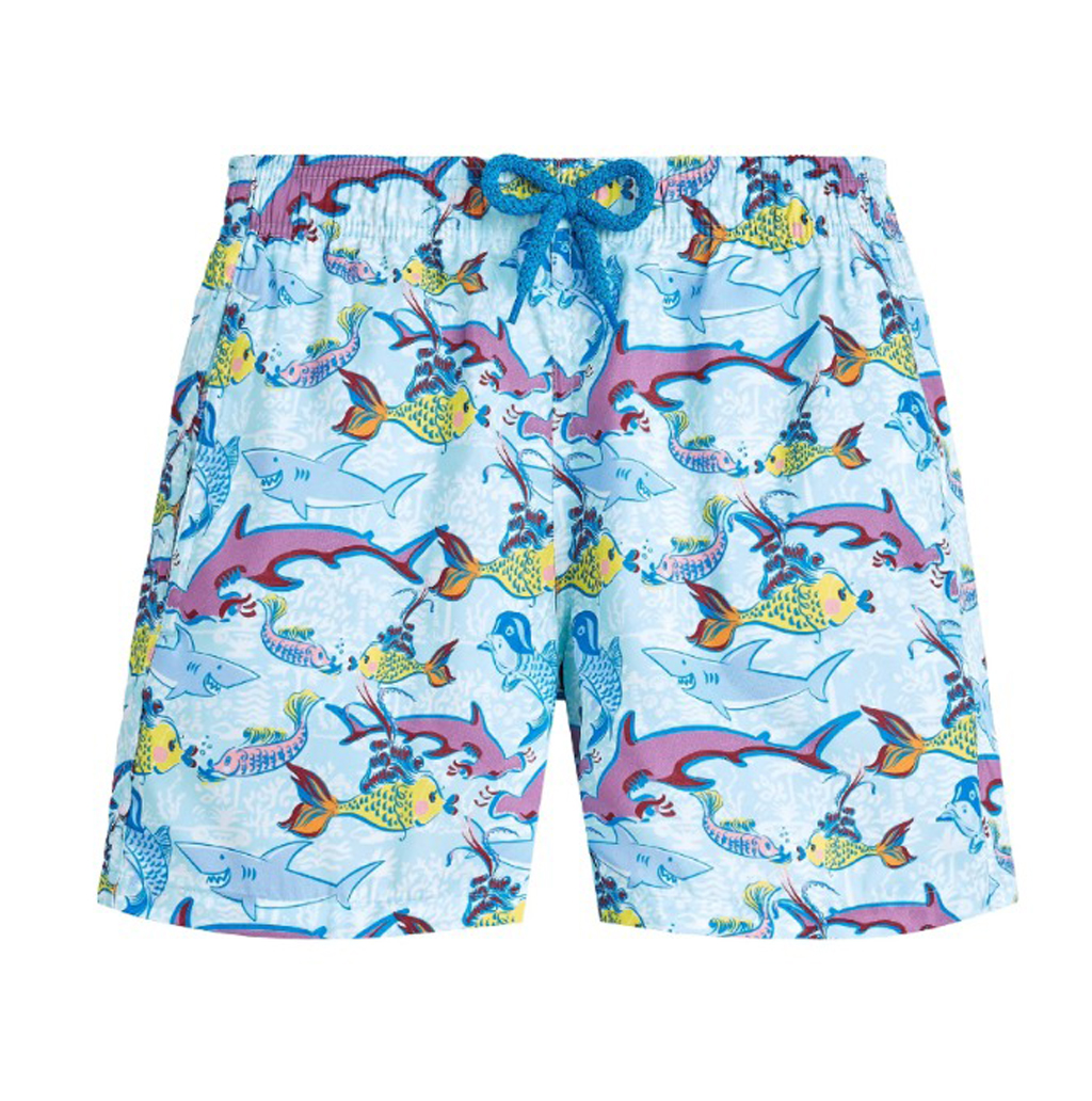 Mens Vilebrequin Mahina French Sea History Print Swim Beach Shorts