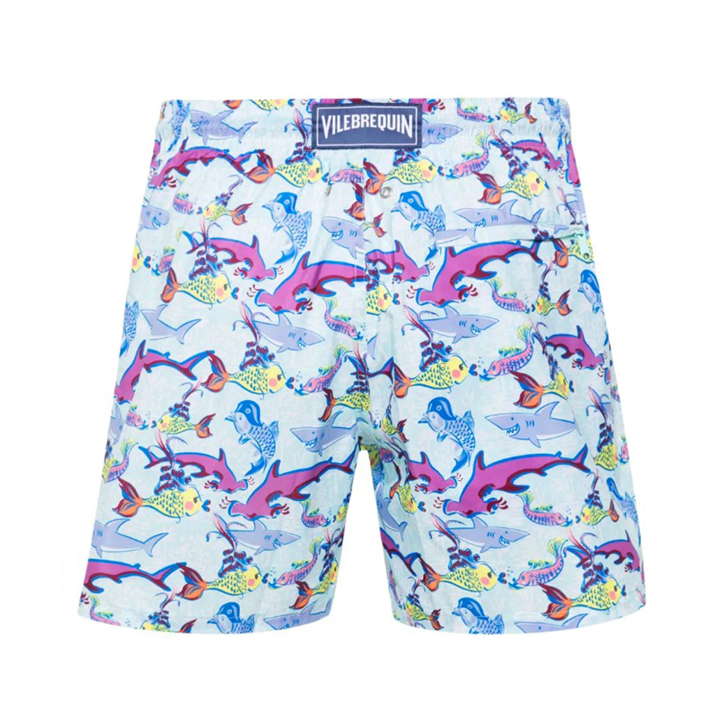 Mens Vilebrequin Mahina French Sea History Print Swim Beach Shorts