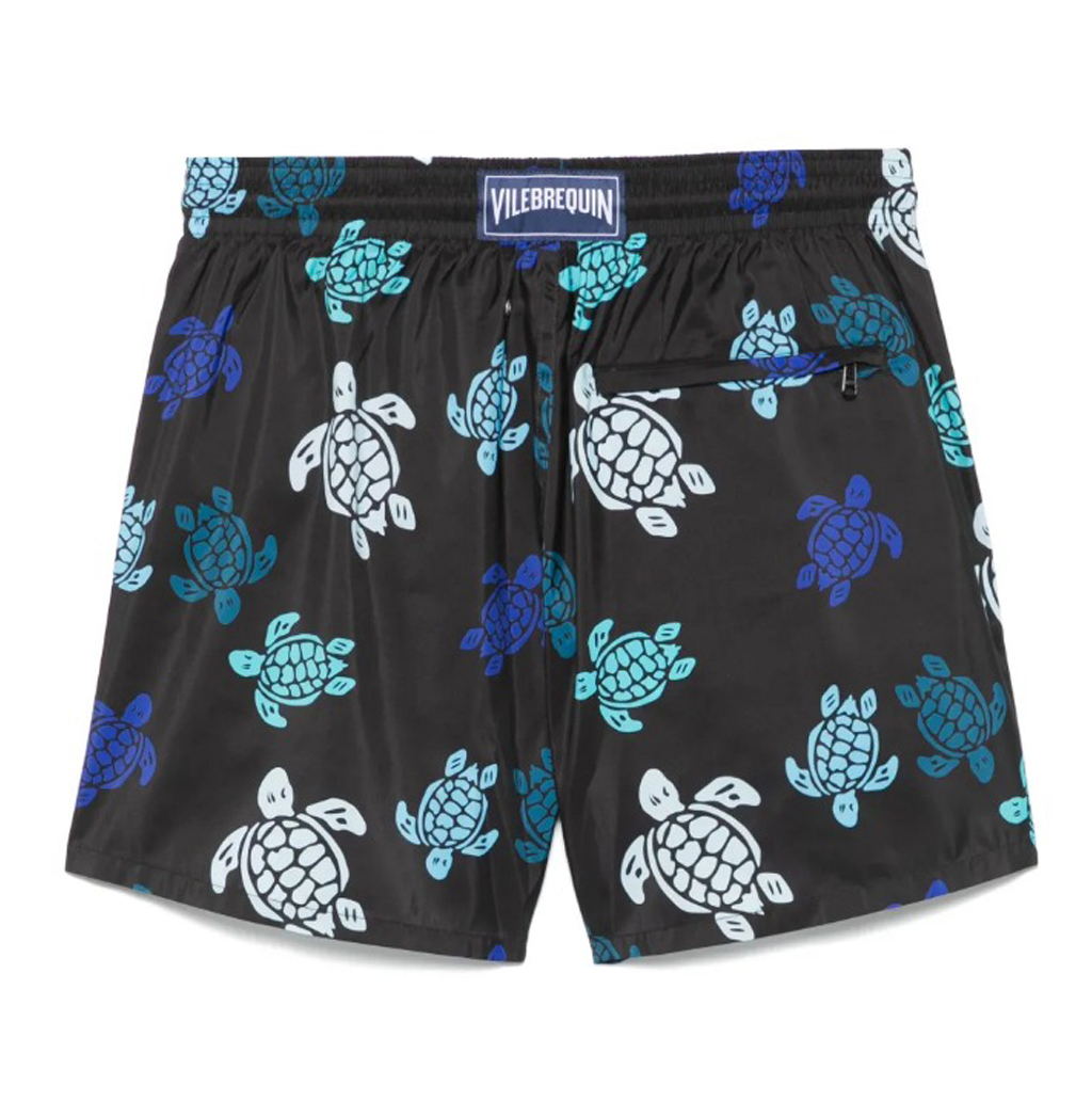 Mens Vilebrequin Black Mahina Round Turtles Print Swim Beach Shorts