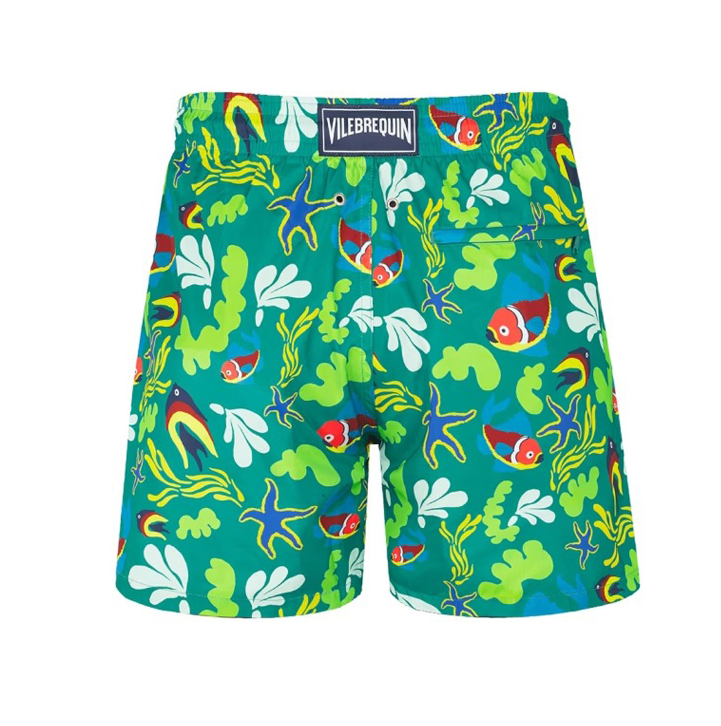 Mens Vilebrequin Green Mahina Ocean Print Swim Beach Shorts