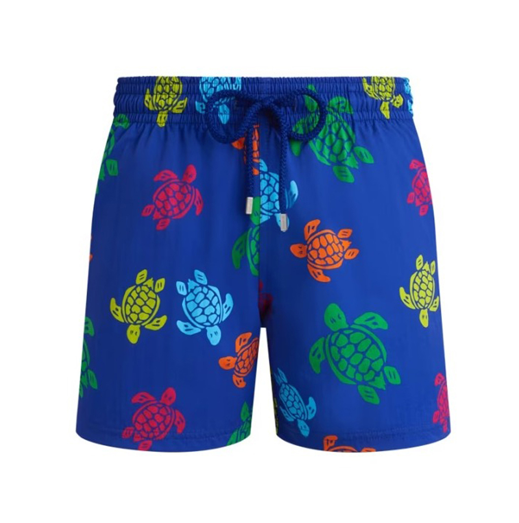 Mens Vilebrequin Blue Moonrise Multicoloured Macro Turtles Print Swim Beach Shorts