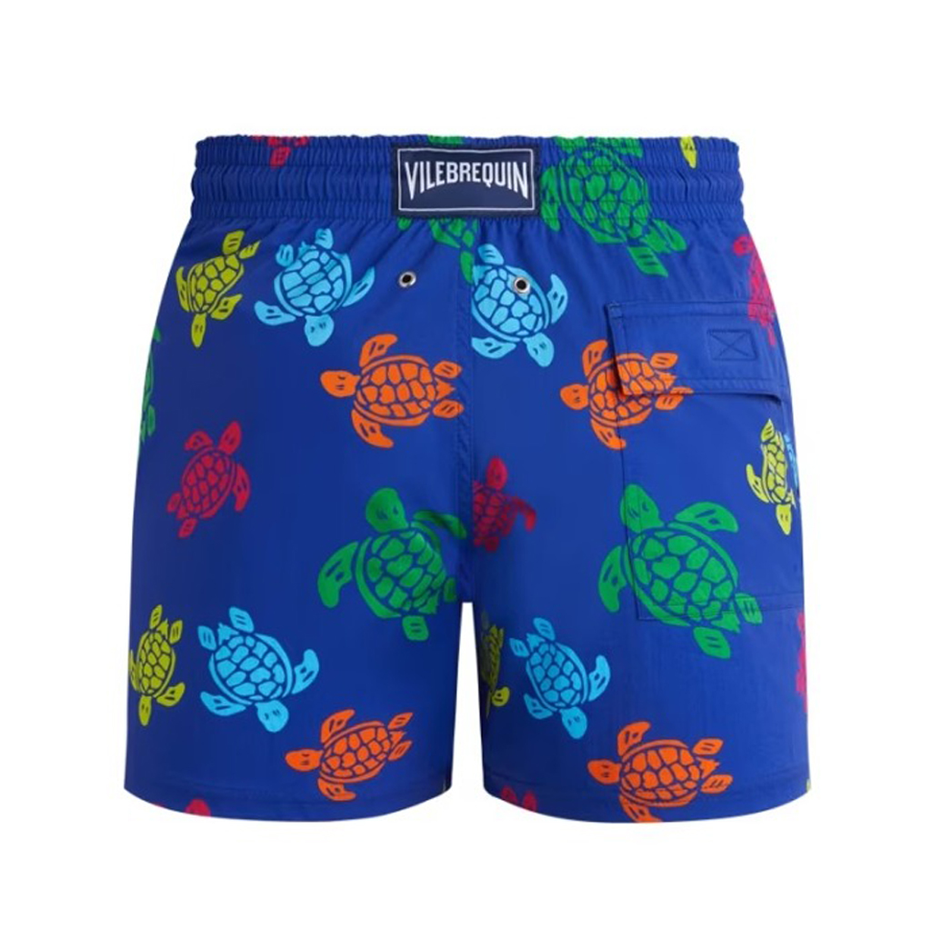 Mens Vilebrequin Blue Moonrise Multicoloured Macro Turtles Print Swim Beach Shorts