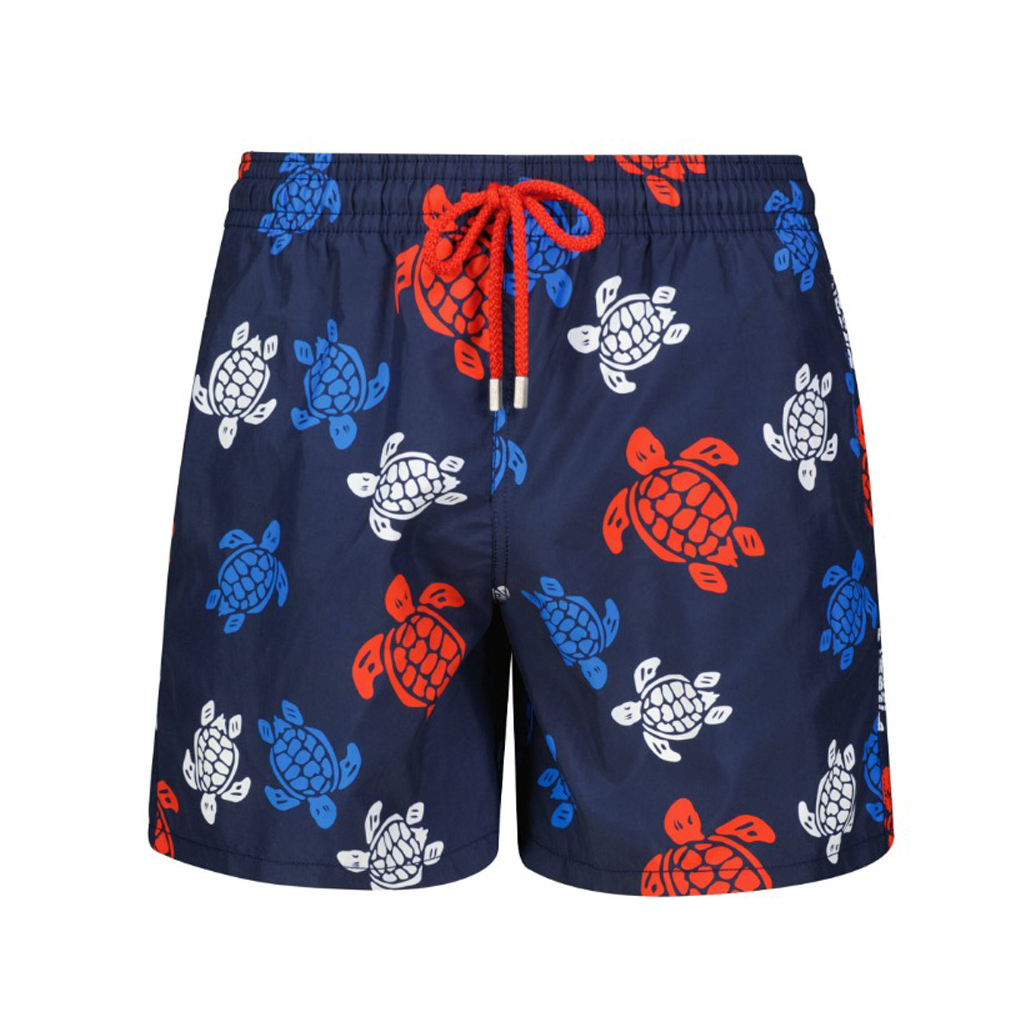 Mens Vilebrequin Navy Moorea Multicoloured Macro Turtles Print Swim Beach Shorts