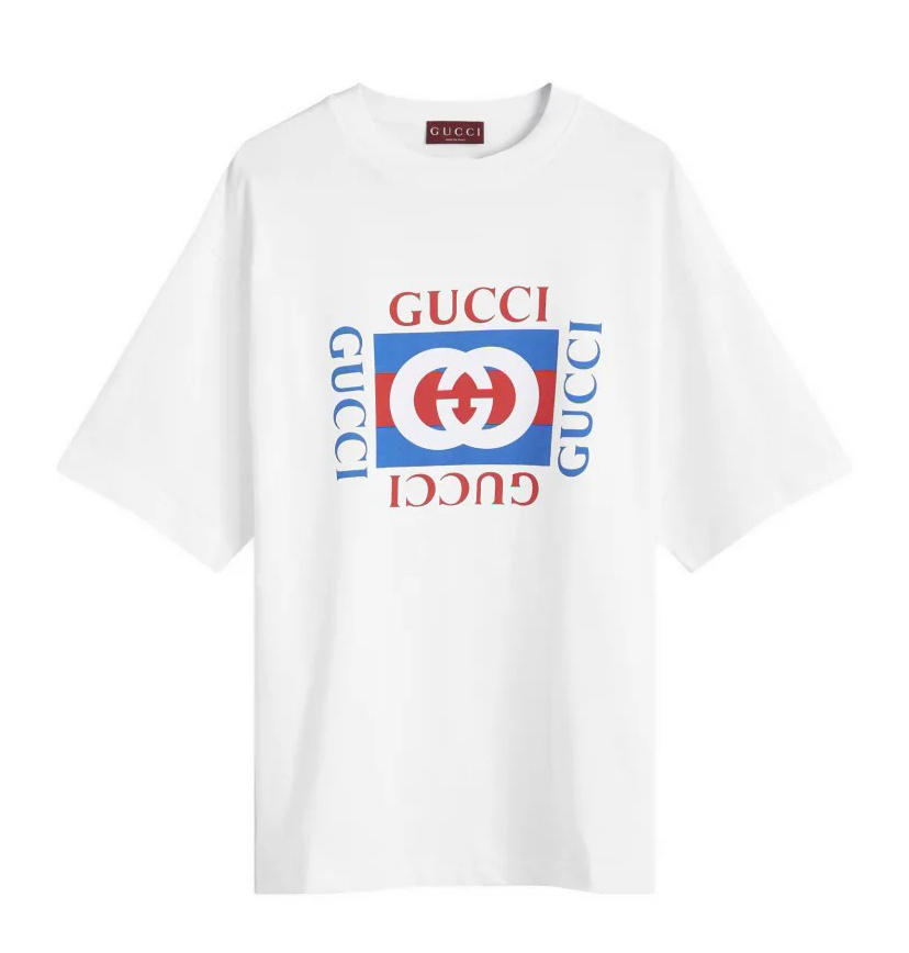 Mens White Gucci Interlocking Box Logo Print Cotton Jersey T-Shirt 