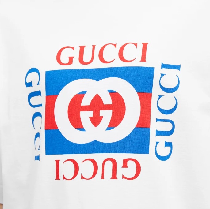 Mens White Gucci Interlocking Box Logo Print Cotton Jersey T-Shirt 