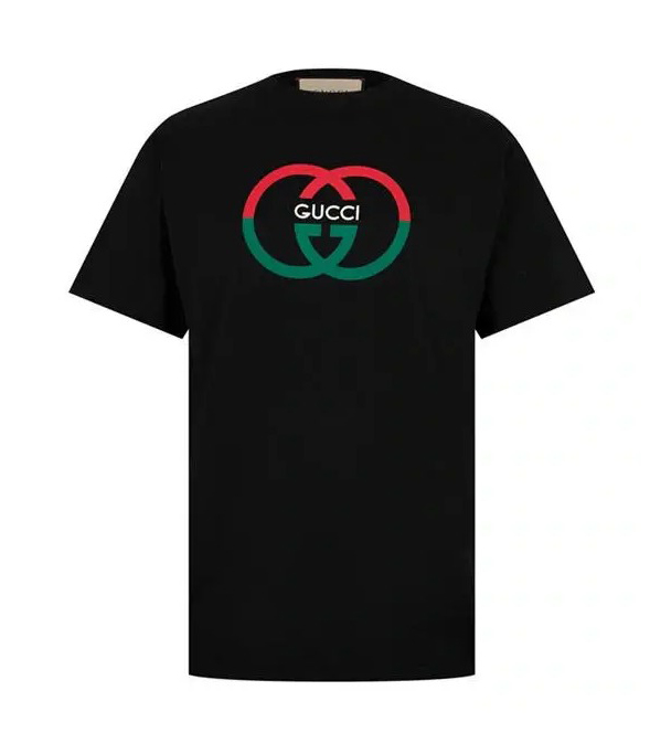 Mens Black Gucci G Interlocking Logo Print Cotton Jersey T-Shirt 