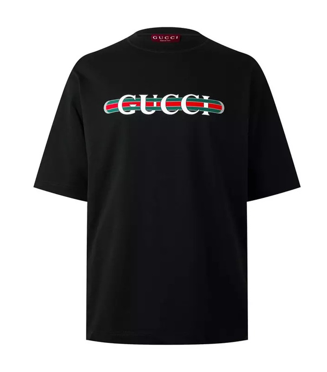 Mens Black Gucci Monogram Textured Logo Print Cotton Jersey T-Shirt 
