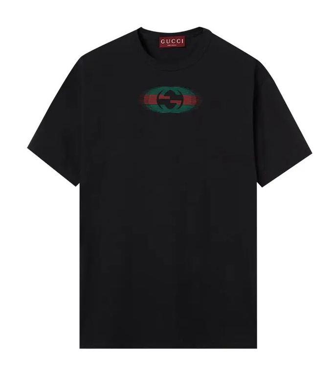 Mens Black Gucci Vintage Textured Logo Print Cotton Jersey T-Shirt 