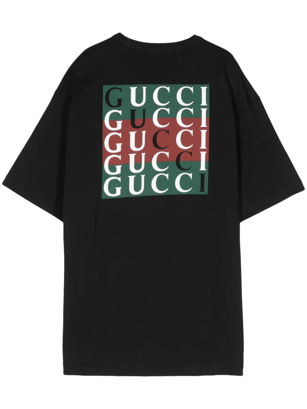Mens Black Gucci Vintage Textured Logo Print Cotton Jersey T-Shirt 