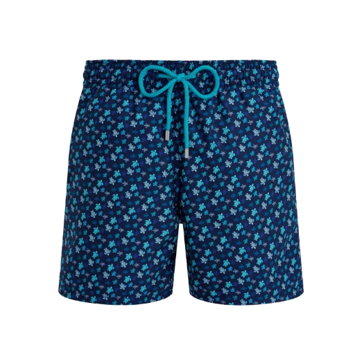 Mens Vilebrequin Moorea Micro Ronde Des Tortues Rainbow Turtles Navy Blue Swim Beach Shorts